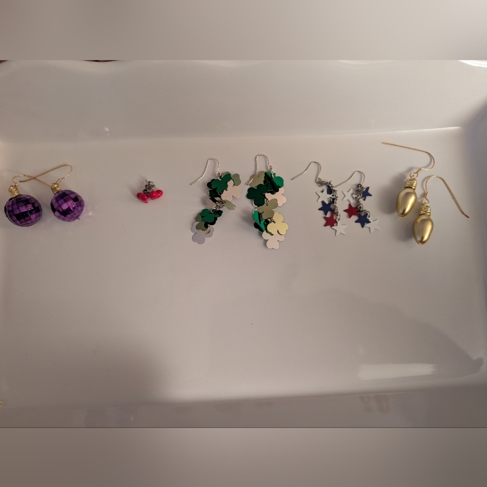 Green and Silver Floral Earrings